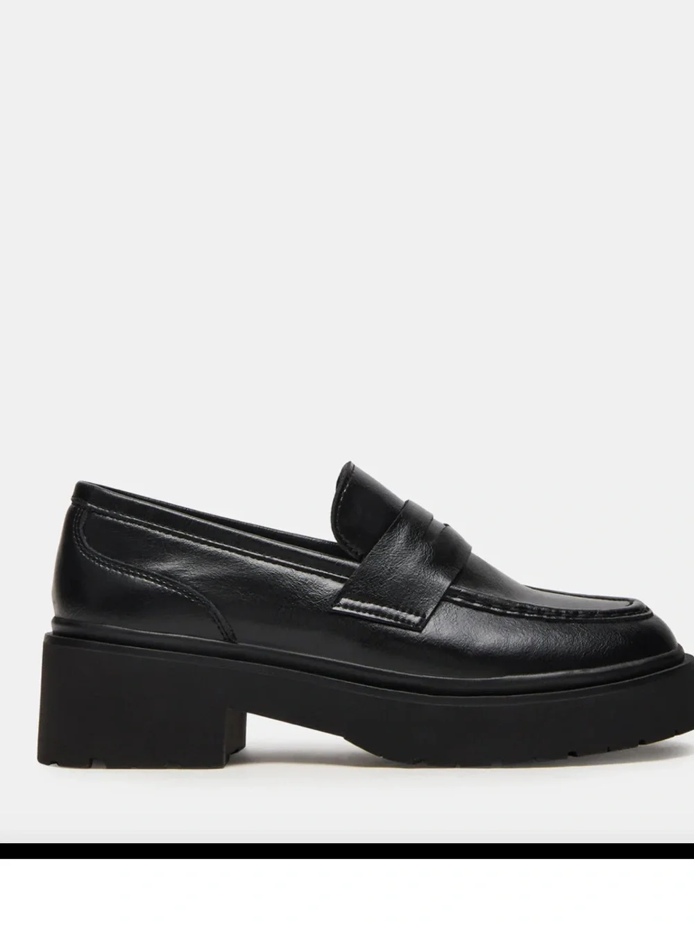 NWT Steve Madden Handy Lugg Platform Loafer Shoes. Black Leather Size 8.5